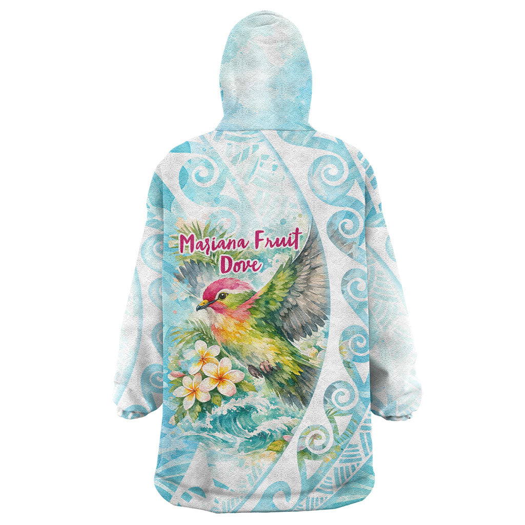Saipan CMNI Wearable Blanket Hoodie Polynesian Northern Mariana Islands Fruit Dove Watercolor TS04 - Polynesian Pride