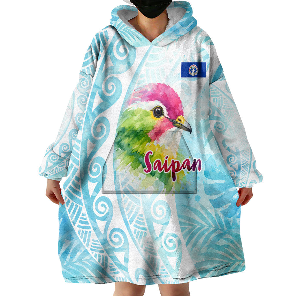 Saipan CMNI Wearable Blanket Hoodie Polynesian Northern Mariana Islands Fruit Dove Watercolor TS04 - Polynesian Pride