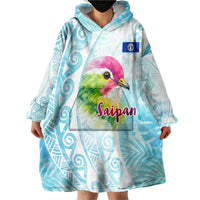 Saipan CMNI Wearable Blanket Hoodie Polynesian Northern Mariana Islands Fruit Dove Watercolor TS04 - Polynesian Pride