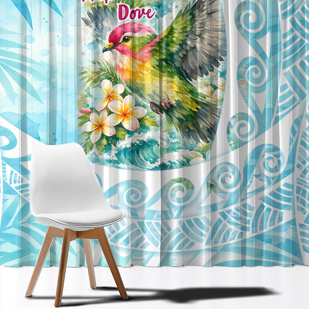 Saipan CMNI Window Curtain Polynesian Northern Mariana Islands Fruit Dove Watercolor
