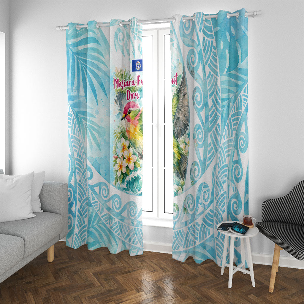 Saipan CMNI Window Curtain Polynesian Northern Mariana Islands Fruit Dove Watercolor