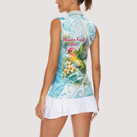 Saipan CMNI Women Sleeveless Polo Shirt Polynesian Northern Mariana Islands Fruit Dove Watercolor TS04 - Polynesian Pride