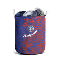 Saipan Northern Mariana Islands Laundry Basket Polynesian Tribal Tattoo Art With Hibiscus Flowers And Seal TS04 - Polynesian Pride