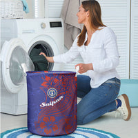 Saipan Northern Mariana Islands Laundry Basket Polynesian Tribal Tattoo Art With Hibiscus Flowers And Seal TS04 - Polynesian Pride