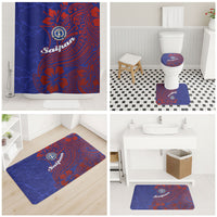 Saipan Northern Mariana Islands Bathroom Set Polynesian Tribal Tattoo Art With Hibiscus Flowers And Seal TS04 - Polynesian Pride