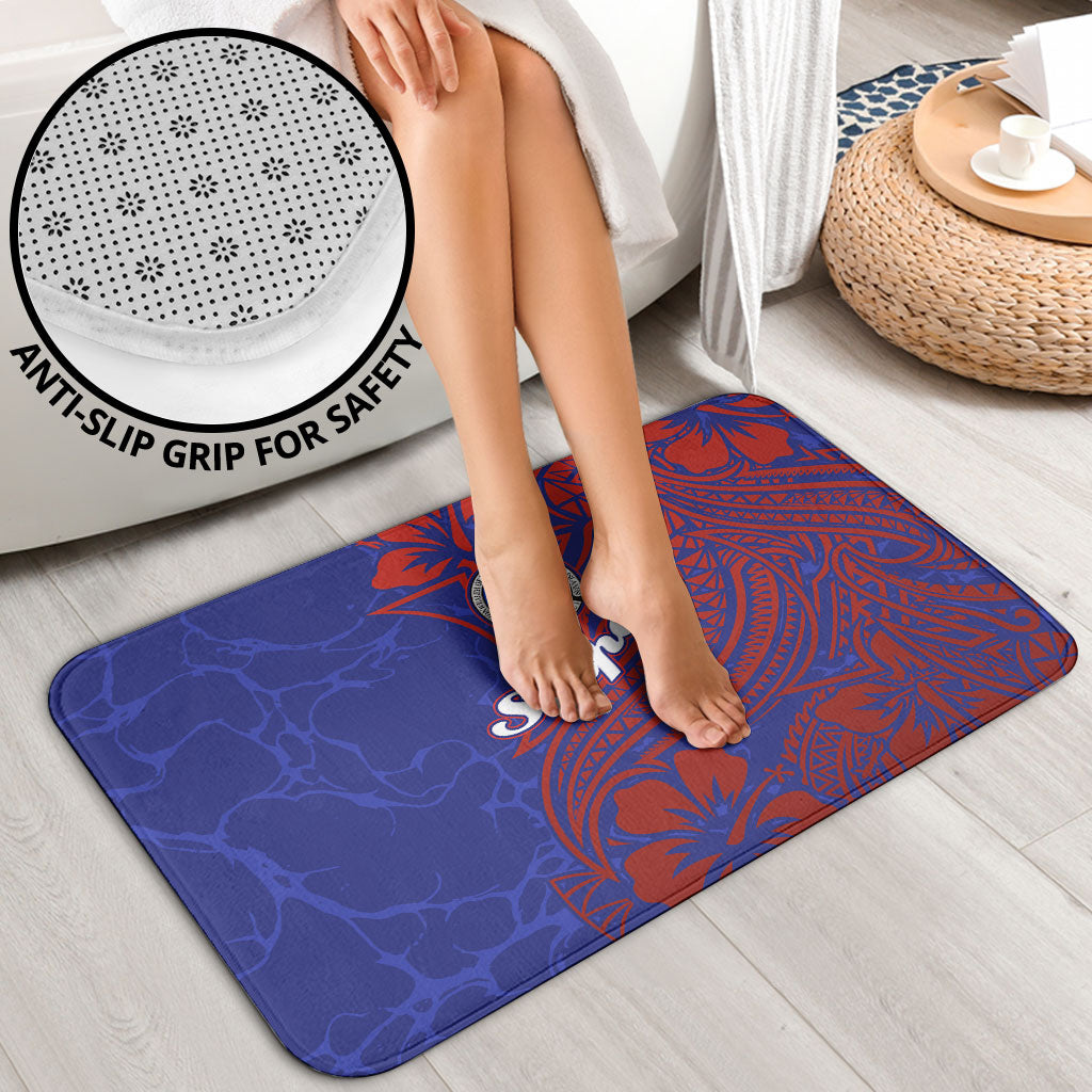 Saipan Northern Mariana Islands Bathroom Set Polynesian Tribal Tattoo Art With Hibiscus Flowers And Seal TS04 - Polynesian Pride