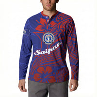 Saipan Northern Mariana Islands Button Sweatshirt Polynesian Tribal Tattoo Art With Hibiscus Flowers And Seal TS04 - Polynesian Pride