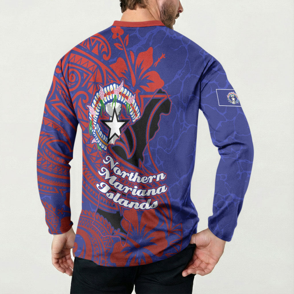 Saipan Northern Mariana Islands Button Sweatshirt Polynesian Tribal Tattoo Art With Hibiscus Flowers And Seal TS04 - Polynesian Pride