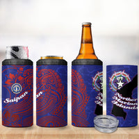 Saipan Northern Mariana Islands 4 in 1 Can Cooler Tumbler Polynesian Tribal Tattoo Art With Hibiscus Flowers And Seal TS04 - Polynesian Pride