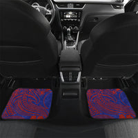 Saipan Northern Mariana Islands Car Mats Polynesian Tribal Tattoo Art With Hibiscus Flowers And Seal TS04 Set 2pcs - Back Blue Red - Polynesian Pride