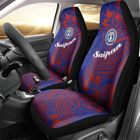 Saipan Northern Mariana Islands Car Seat Cover Polynesian Tribal Tattoo Art With Hibiscus Flowers And Seal TS04 - Polynesian Pride