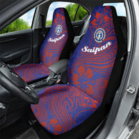 Saipan Northern Mariana Islands Car Seat Cover Polynesian Tribal Tattoo Art With Hibiscus Flowers And Seal TS04 - Polynesian Pride