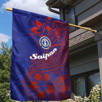 Saipan Northern Mariana Islands Garden Flag Polynesian Tribal Tattoo Art With Hibiscus Flowers And Seal TS04 - Polynesian Pride