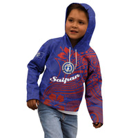 Saipan Northern Mariana Islands Kid Hoodie Polynesian Tribal Tattoo Art With Hibiscus Flowers And Seal TS04 - Polynesian Pride