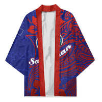 Saipan Northern Mariana Islands Kimono Polynesian Tribal Tattoo Art With Hibiscus Flowers And Seal TS04 Unisex Blue Red - Polynesian Pride
