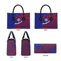 Saipan Northern Mariana Islands Leather Bag Polynesian Tribal Tattoo Art With Hibiscus Flowers And Seal TS04 - Polynesian Pride