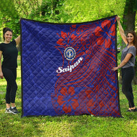 Saipan Northern Mariana Islands Quilt Polynesian Tribal Tattoo Art With Hibiscus Flowers And Seal TS04 - Polynesian Pride