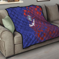 Saipan Northern Mariana Islands Quilt Polynesian Tribal Tattoo Art With Hibiscus Flowers And Seal TS04 - Polynesian Pride