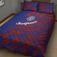 Saipan Northern Mariana Islands Quilt Bed Set Polynesian Tribal Tattoo Art With Hibiscus Flowers And Seal TS04 - Polynesian Pride