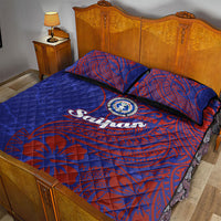Saipan Northern Mariana Islands Quilt Bed Set Polynesian Tribal Tattoo Art With Hibiscus Flowers And Seal TS04 - Polynesian Pride