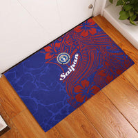 Saipan Northern Mariana Islands Rubber Doormat Polynesian Tribal Tattoo Art With Hibiscus Flowers And Seal TS04 - Polynesian Pride
