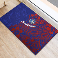 Saipan Northern Mariana Islands Rubber Doormat Polynesian Tribal Tattoo Art With Hibiscus Flowers And Seal TS04 - Polynesian Pride
