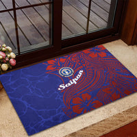 Saipan Northern Mariana Islands Rubber Doormat Polynesian Tribal Tattoo Art With Hibiscus Flowers And Seal TS04 - Polynesian Pride