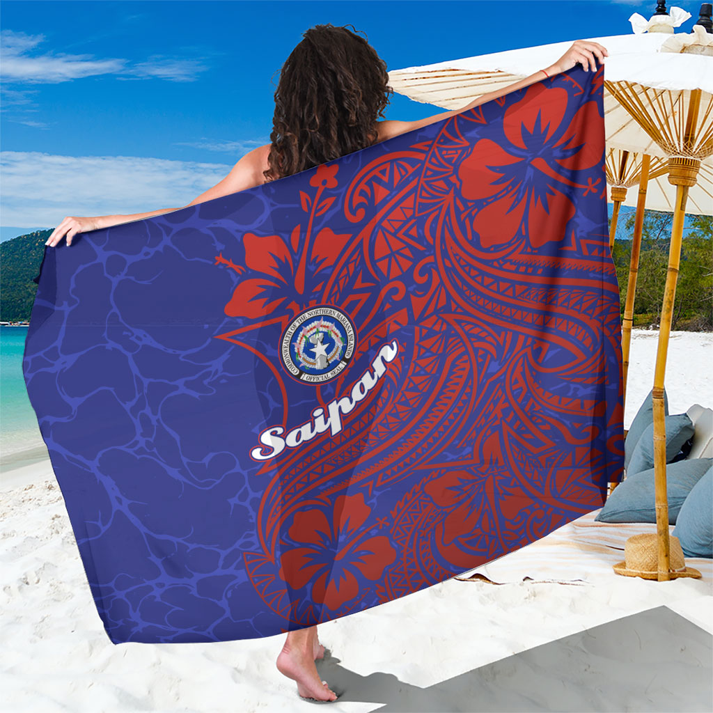 Saipan Northern Mariana Islands Sarong Polynesian Tribal Tattoo Art With Hibiscus Flowers And Seal