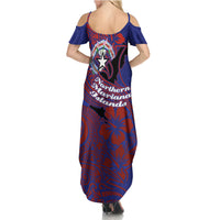 Saipan Northern Mariana Islands Summer Maxi Dress Polynesian Tribal Tattoo Art With Hibiscus Flowers And Seal TS04 - Polynesian Pride
