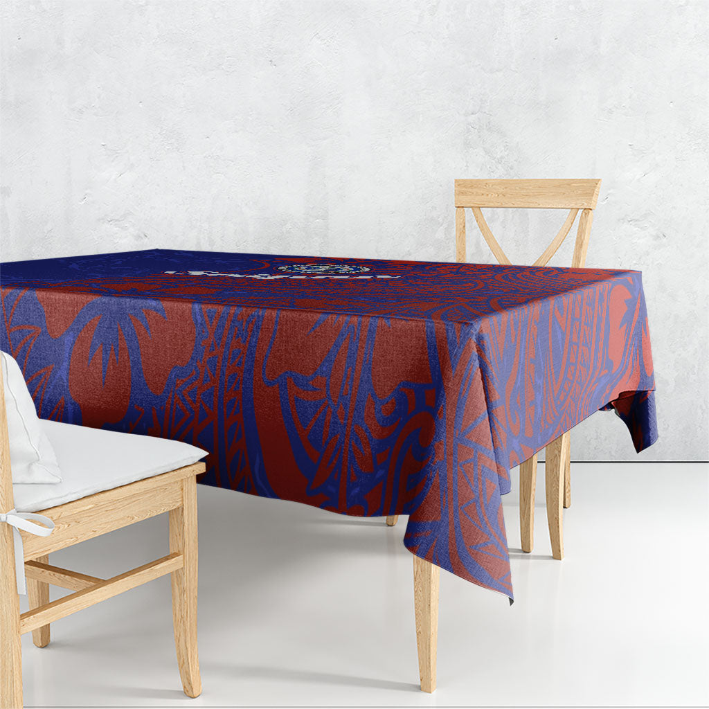 Saipan Northern Mariana Islands Tablecloth Polynesian Tribal Tattoo Art With Hibiscus Flowers And Seal TS04 - Polynesian Pride