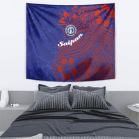Saipan Northern Mariana Islands Tapestry Polynesian Tribal Tattoo Art With Hibiscus Flowers And Seal TS04 - Polynesian Pride
