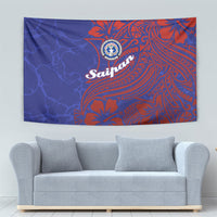 Saipan Northern Mariana Islands Tapestry Polynesian Tribal Tattoo Art With Hibiscus Flowers And Seal TS04 - Polynesian Pride