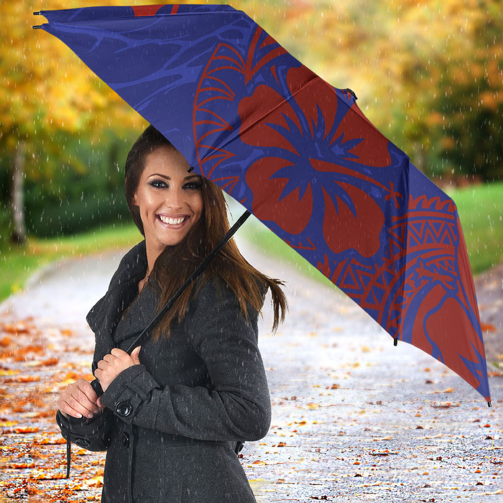 Saipan Northern Mariana Islands Umbrella Polynesian Tribal Tattoo Art With Hibiscus Flowers And Seal TS04 - Polynesian Pride