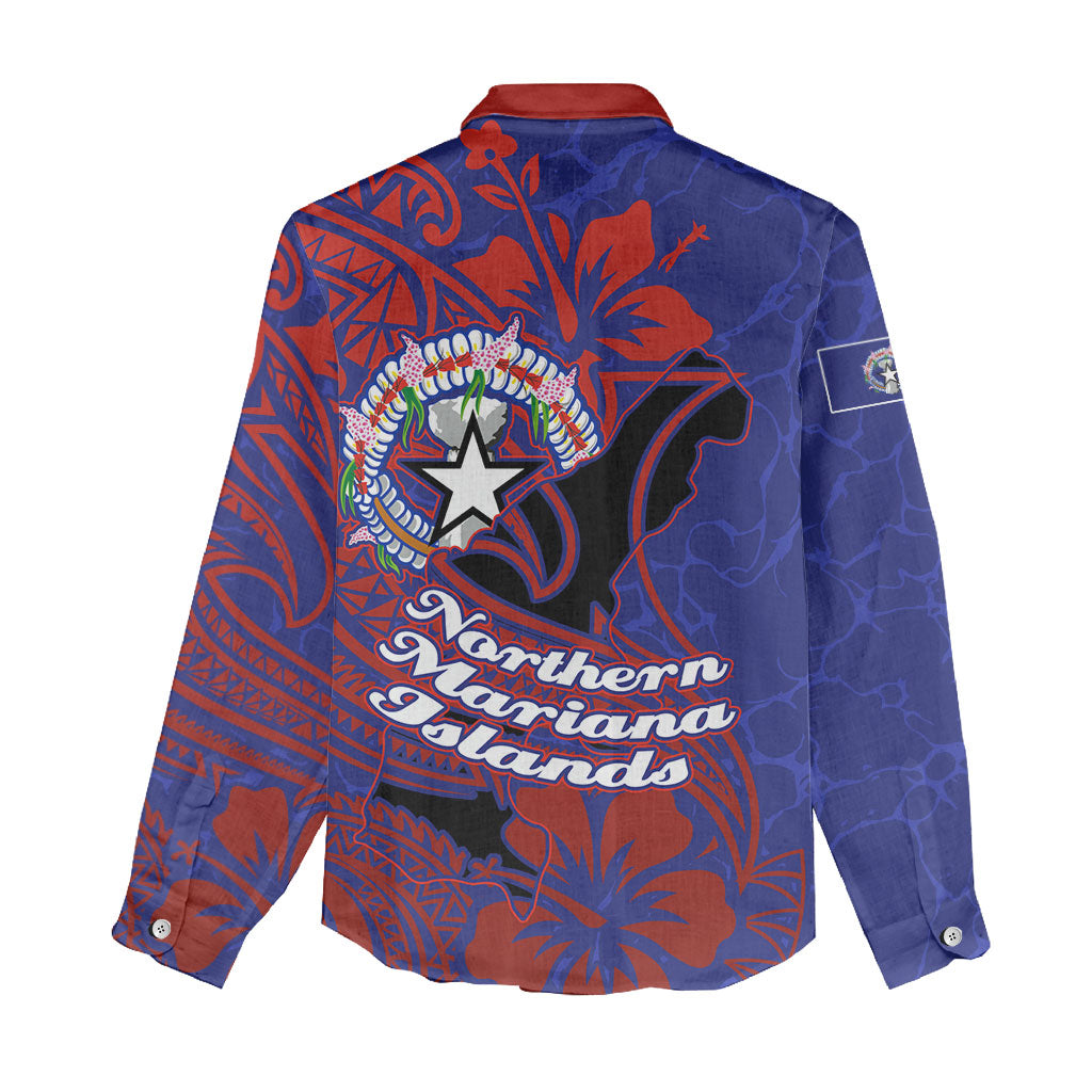 Saipan Northern Mariana Islands Women Casual Shirt Polynesian Tribal Tattoo Art With Hibiscus Flowers And Seal TS04 - Polynesian Pride