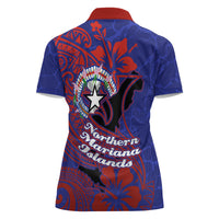 Saipan Northern Mariana Islands Women Polo Shirt Polynesian Tribal Tattoo Art With Hibiscus Flowers And Seal TS04 - Polynesian Pride