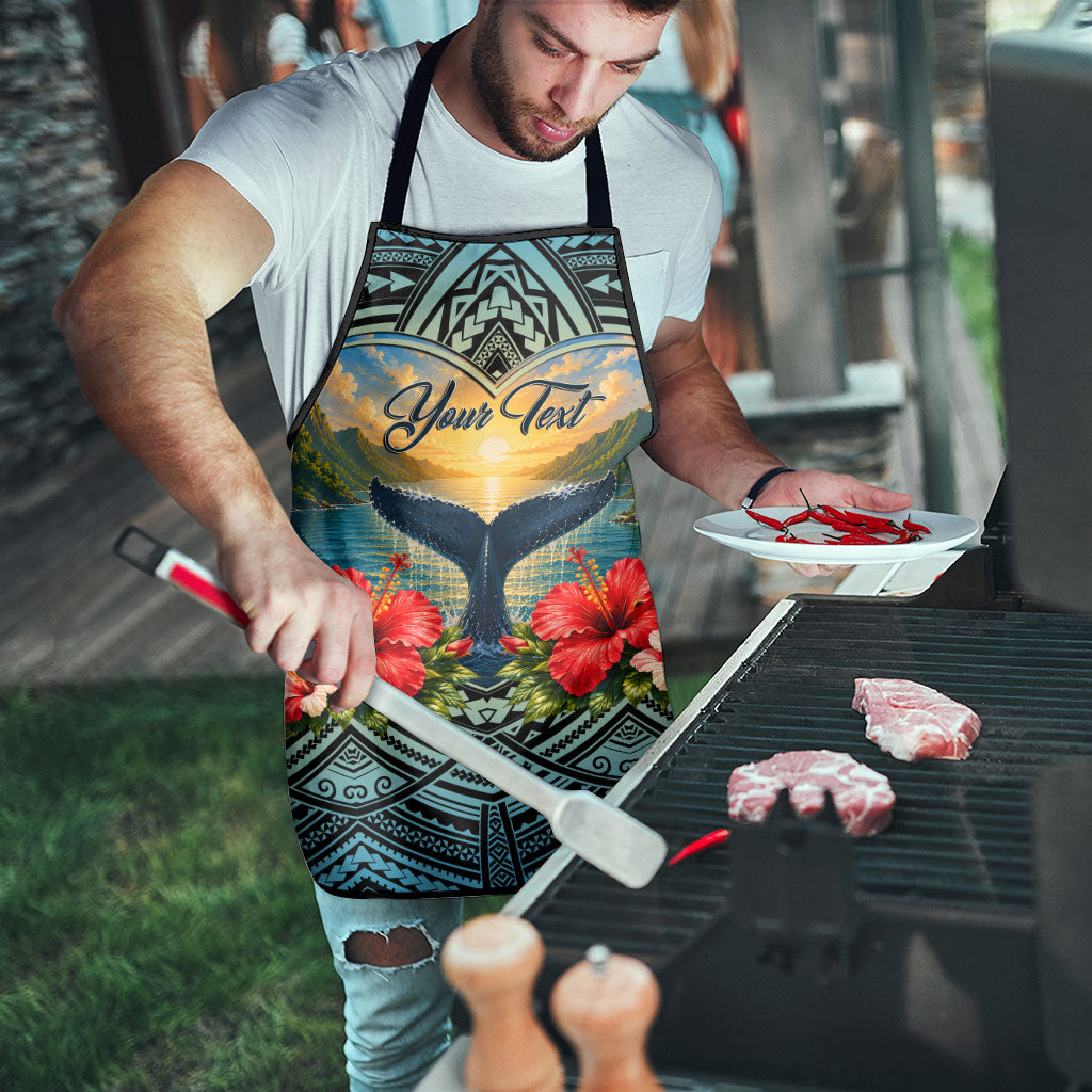 Personalized Masefau American Samoa Whale Apron Polynesian Tribal Pattern Tropical Hibiscus TS04 - Polynesian Pride
