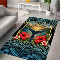 Personalized Masefau American Samoa Whale Area Rug Polynesian Tribal Pattern Tropical Hibiscus TS04 - Polynesian Pride