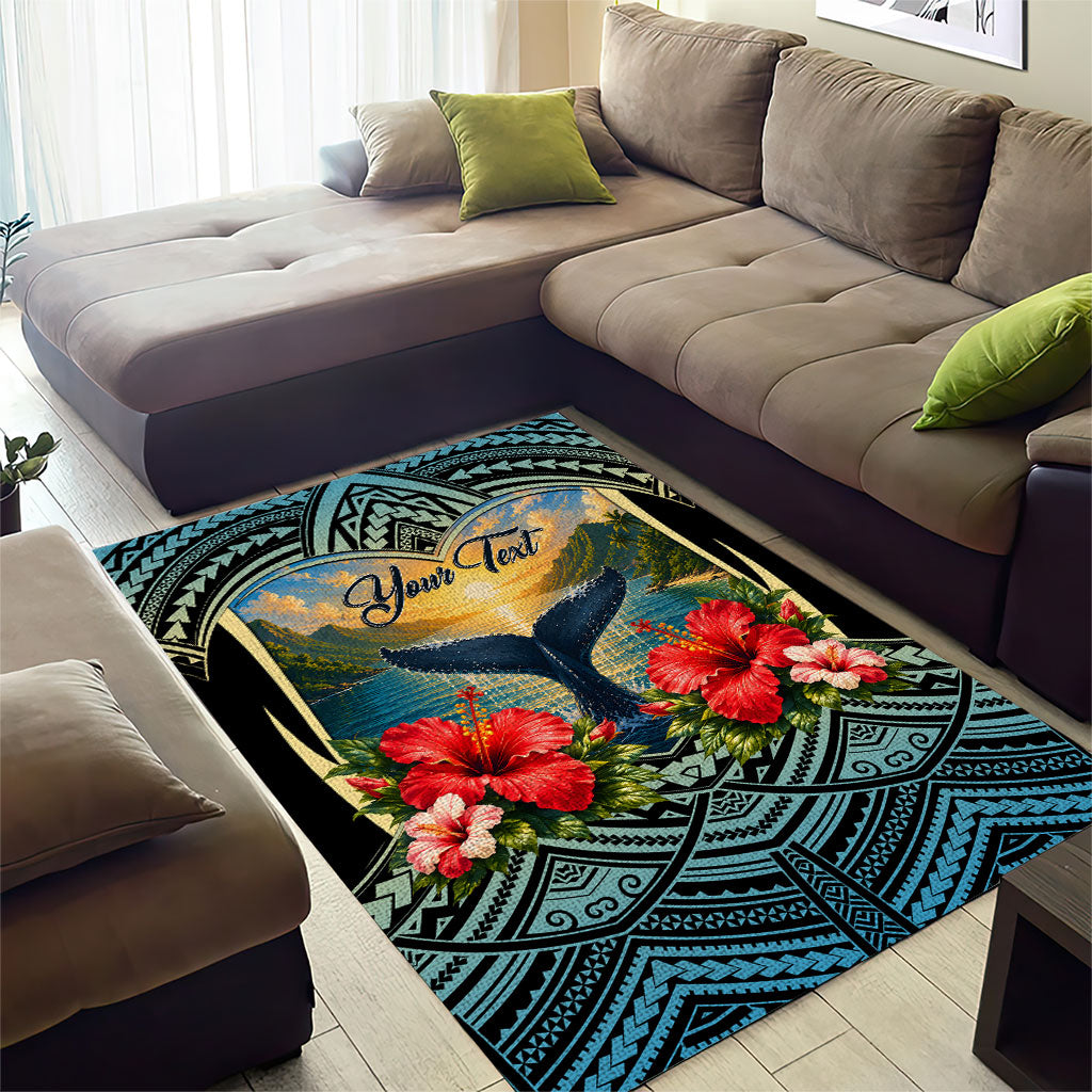 Personalized Masefau American Samoa Whale Area Rug Polynesian Tribal Pattern Tropical Hibiscus TS04 - Polynesian Pride