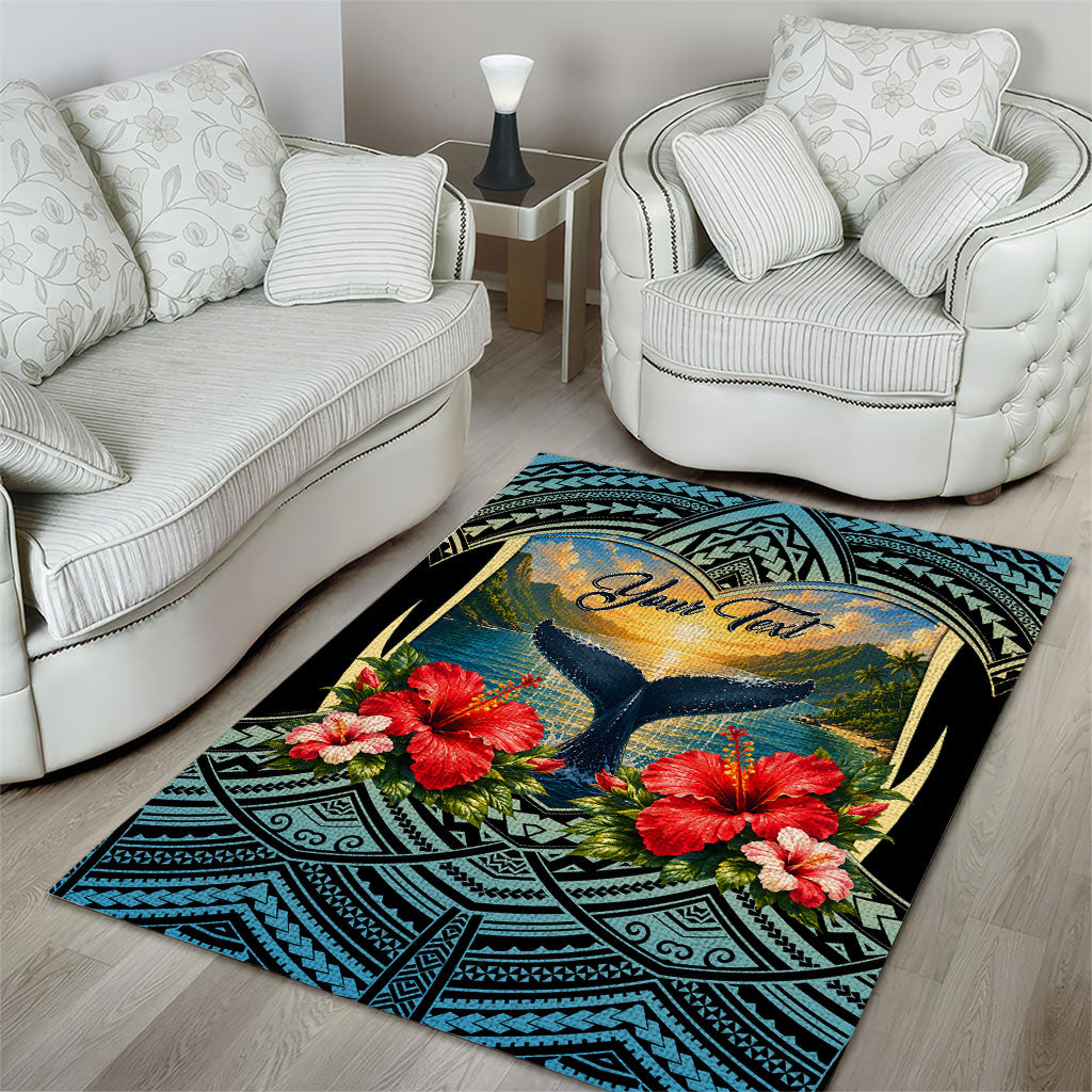 Personalized Masefau American Samoa Whale Area Rug Polynesian Tribal Pattern Tropical Hibiscus TS04 - Polynesian Pride