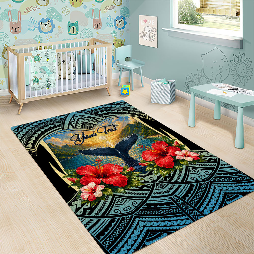 Personalized Masefau American Samoa Whale Area Rug Polynesian Tribal Pattern Tropical Hibiscus TS04 - Polynesian Pride