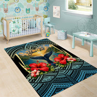 Personalized Masefau American Samoa Whale Area Rug Polynesian Tribal Pattern Tropical Hibiscus TS04 - Polynesian Pride