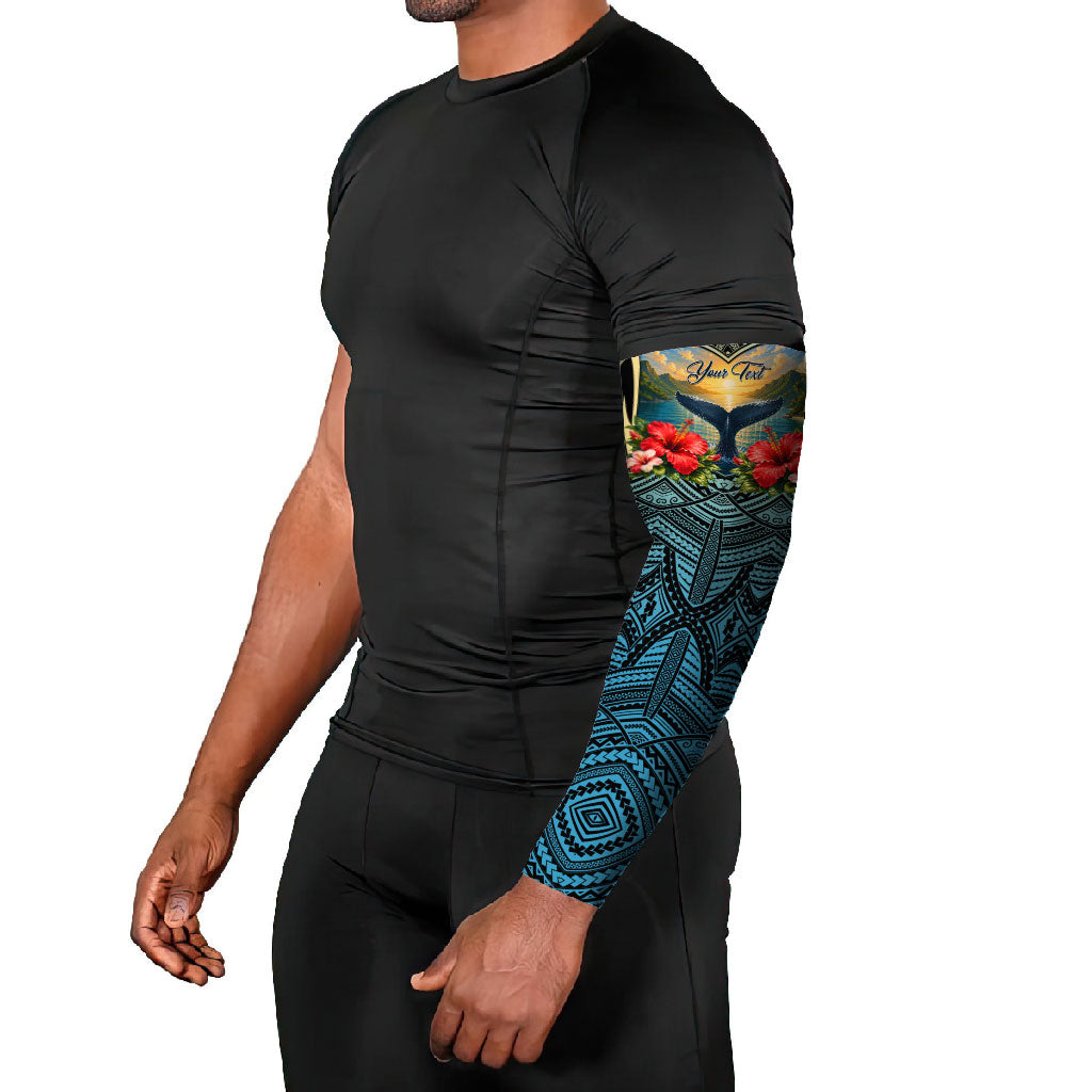 Personalized Masefau American Samoa Whale Arm Sleeves Polynesian Tribal Pattern Tropical Hibiscus TS04 - Polynesian Pride