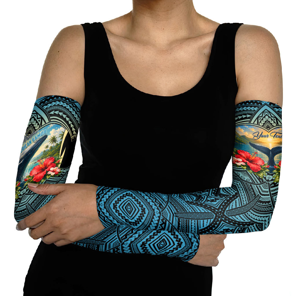 Personalized Masefau American Samoa Whale Arm Sleeves Polynesian Tribal Pattern Tropical Hibiscus TS04 - Polynesian Pride