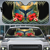 Personalized Masefau American Samoa Whale Auto Sun Shade Polynesian Tribal Pattern Tropical Hibiscus TS04 Black Blue - Polynesian Pride