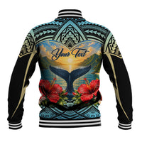 Personalized Masefau American Samoa Whale Baseball Jacket Polynesian Tribal Pattern Tropical Hibiscus TS04 - Polynesian Pride