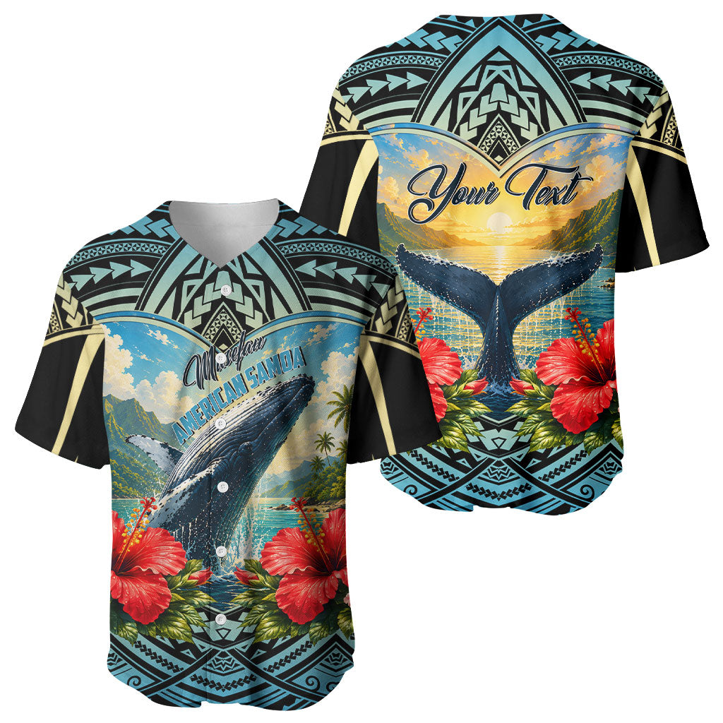 Personalized Masefau American Samoa Whale Baseball Jersey Polynesian Tribal Pattern Tropical Hibiscus TS04 - Polynesian Pride