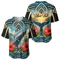 Personalized Masefau American Samoa Whale Baseball Jersey Polynesian Tribal Pattern Tropical Hibiscus TS04 - Polynesian Pride