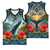 Personalized Masefau American Samoa Whale Basketball Jersey Polynesian Tribal Pattern Tropical Hibiscus TS04 - Polynesian Pride