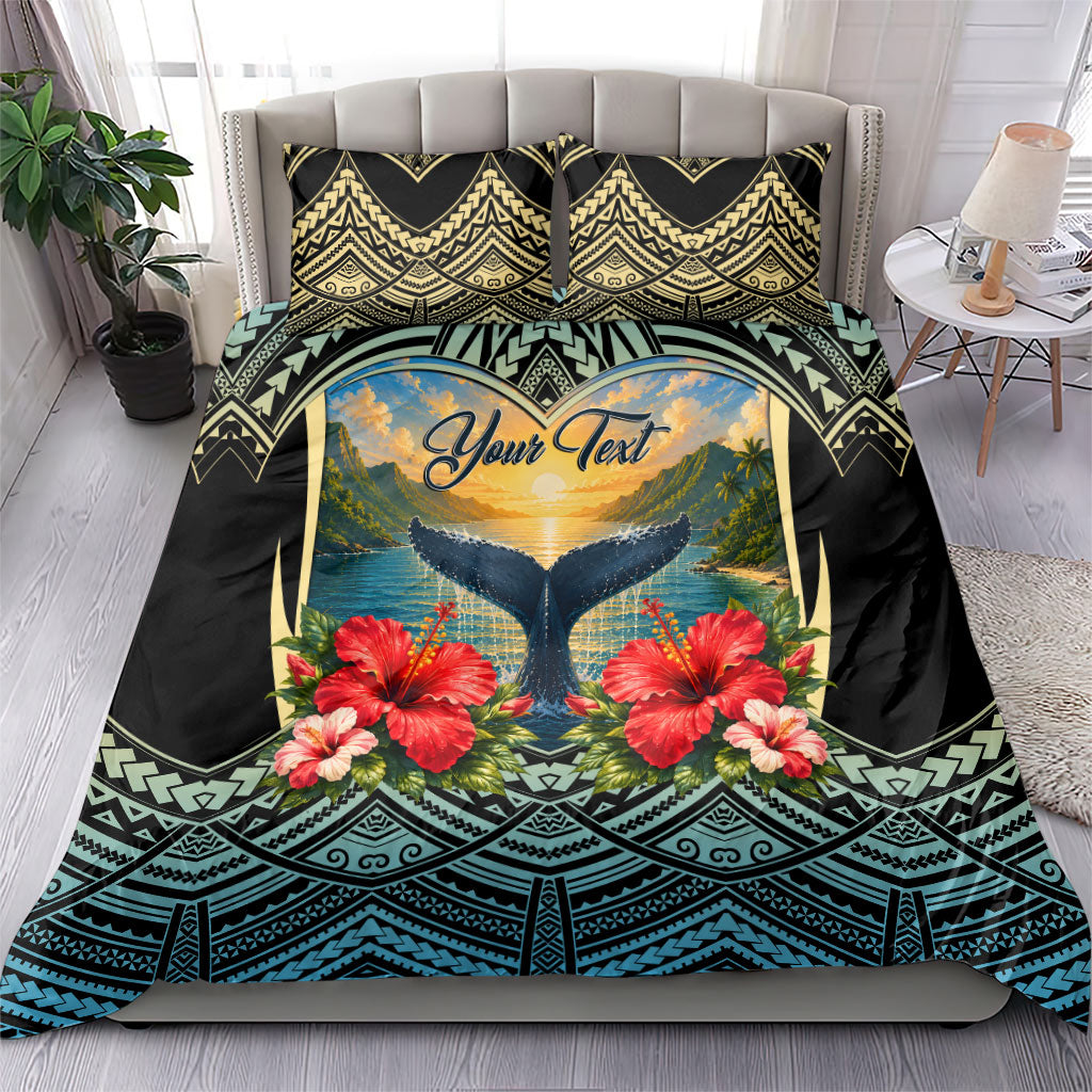 Personalized Masefau American Samoa Whale Bedding Set Polynesian Tribal Pattern Tropical Hibiscus TS04 - Polynesian Pride