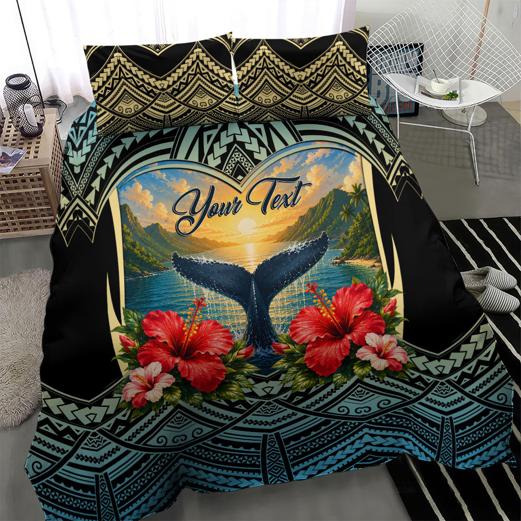 Personalized Masefau American Samoa Whale Bedding Set Polynesian Tribal Pattern Tropical Hibiscus TS04 - Polynesian Pride